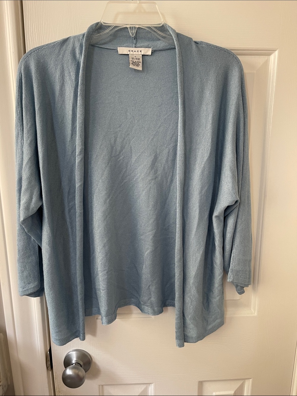 Grace Pastel Blue Open Cardigan Lightweight Knit